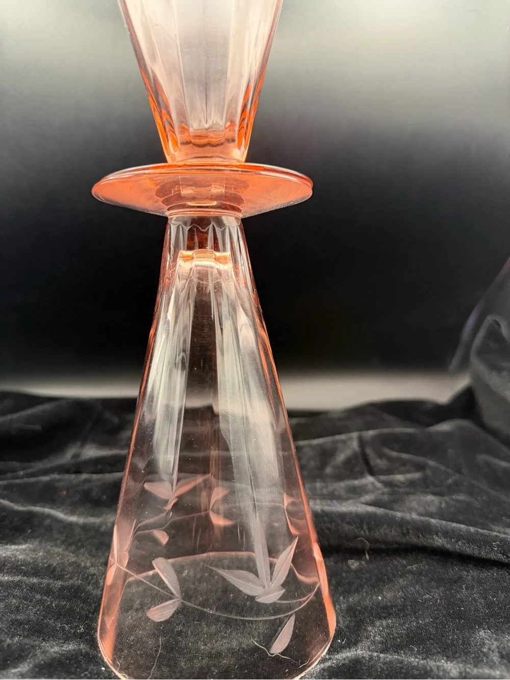 Pink Etched Depression Glass Footed Tumblers - Set of 2